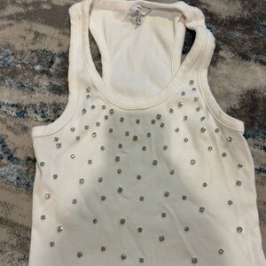 Next White Silver Embellished Sleeveless Tank Top